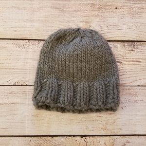 Hand-knit warm gray beanie